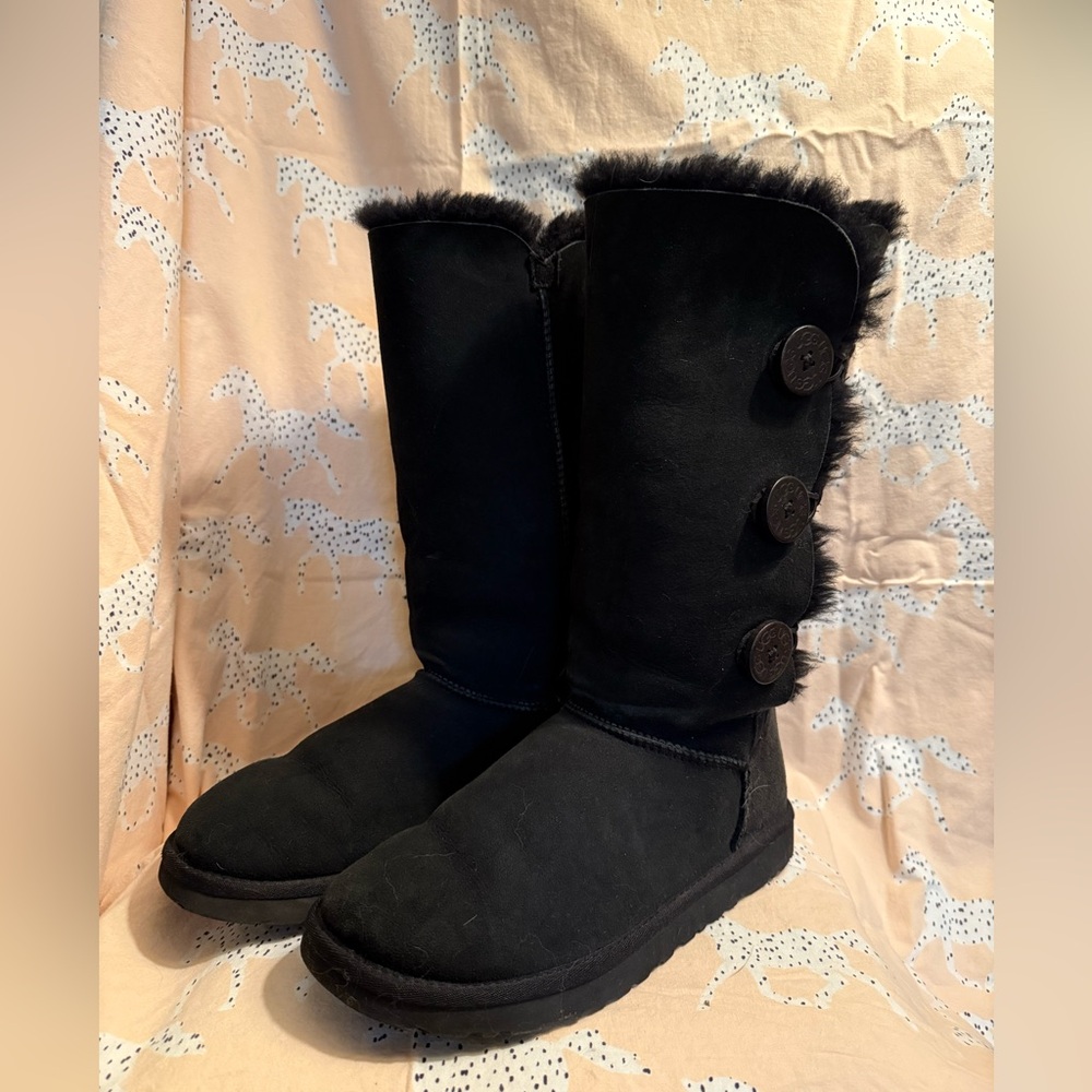 UGG Women's Black Shearling Button Boots